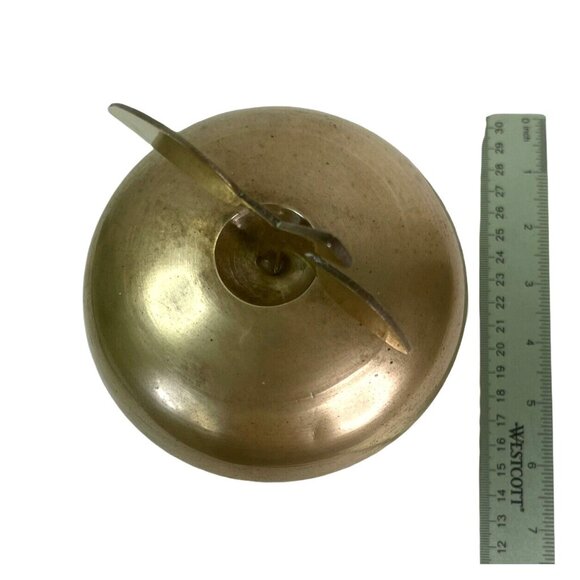 Vintage Brass Apple Container Trinket Box Candy Dish Leaf Handle Lid India 6"x5" - Picture 3 of 11